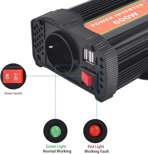 WZTO adapter napięciowy 600W/1200W Przetwornica napięcia 12V USB WZTO adapter napięciowy 600W/1200W Przetwornica napięcia 12V USB