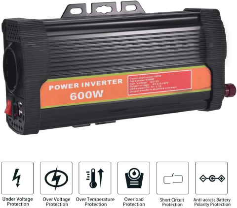 WZTO adapter napięciowy 600W/1200W Przetwornica napięcia 12V USB WZTO adapter napięciowy 600W/1200W Przetwornica napięcia 12V USB