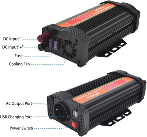 WZTO adapter napięciowy 600W/1200W Przetwornica napięcia 12V USB WZTO adapter napięciowy 600W/1200W Przetwornica napięcia 12V USB