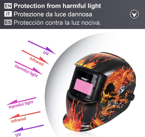 Yorbay Kask spawalniczy z 5 obiektywami z certyfikatem CE FCC Yorbay Kask spawalniczy z 5 obiektywami z certyfikatem CE FCC