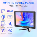 Akntzcs Przenośny monitor 10,1 cala FHD 1920 x 1200p HDMI