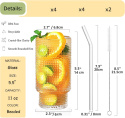 Szklanki ze słomkami, 310 ml, kubki na mrożoną kawę, zestaw 4 sztuk,