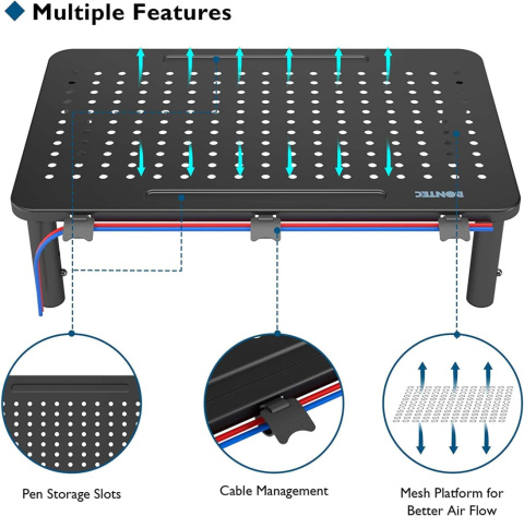 BONTEC Metalowe Stojaki Ergonomiczna Regulacja Wysokości Monitora 2szt BONTEC Metalowe Stojaki Ergonomiczna Regulacja Wysokości Monitora 2szt