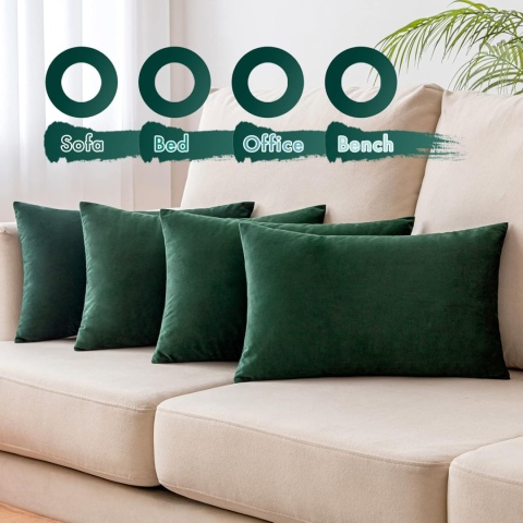 MIULEE zestaw 4 poszewek na poduszkę, welur, 50x30 cm aksamitne