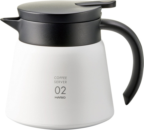 Hario V60 Izolowany Serwer Metalowy, 600 ml, Biały, dzbanek do kawy