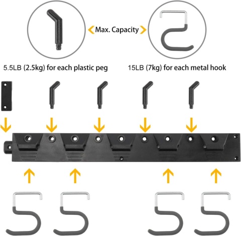 Homtone Organizer na narzędzia ogrodowe, 162 cm regulowany
