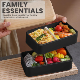 Lunch Box Bento Bugucat 1400ML składany 2 warstwy 2 przegrody