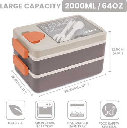 Lunch Box Bugucat Bento 2000ML,z sztućcami