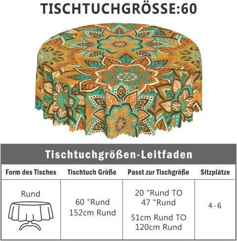 Obrus okrągły 152 cm boho