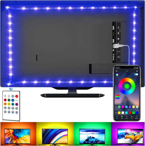 Taśma LED do podświetlenia TV, z pilotem, aplikaca, synchronizacja RGB