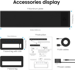 Podwójny Stojak na Monitor Metalowy z Bezprzewodowym ładowaniem +4 USB