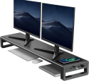 Podwójny Stojak na Monitor Metalowy z Bezprzewodowym ładowaniem +4 USB