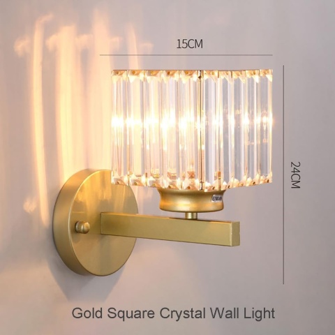 Nowoczesny kryształowy kinkiet ścienny, złoty