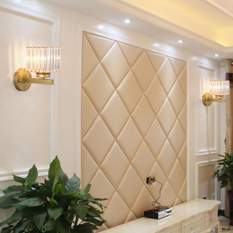 Nowoczesny kryształowy kinkiet ścienny, złoty