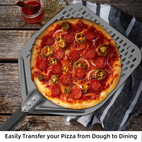 Profesjonalna łopatka do pizzy z anodowanego aluminium, plus gratisy