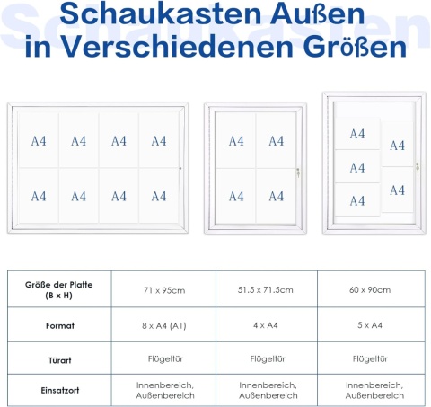 Swansea Zamykana na klucz Tablica Ogłoszeniowa 4xA4 71 x 51 cm gablota
