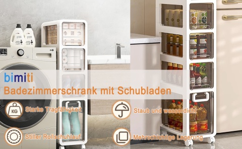 Szafka łazienkowa z szufladami, na kółkach, wodoodrorna, pyloszczelna