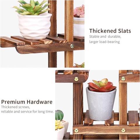 unho 6-poziomowy stojak na rośliny, drewniane półki na rośliny,kwietnik