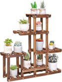 unho 6-poziomowy stojak na rośliny, drewniane półki na rośliny,kwietnik