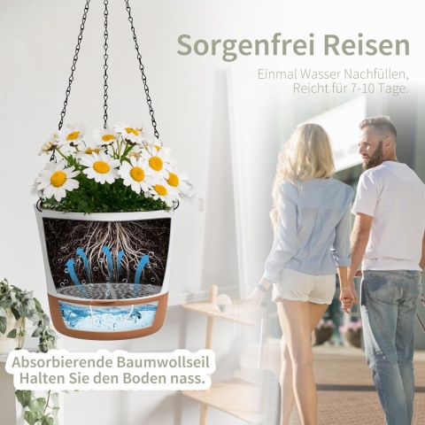 Diivoo Samonawadniająca doniczka 25 cm wiszaca zestaw 2 sztuki XL
