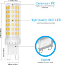 Klighten 6 sztuk G9 LED żarówki, naturalny biały 4000K, 9W 70W