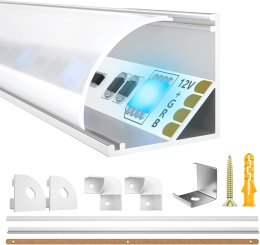 LIAOINTEC Profil aluminiowy LED, 10 x 1 m, w kształcie litery V