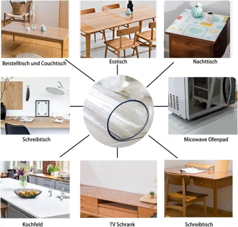 Pokrowiec na stół Przezroczysty 2mm PVC Zmywalny pokrowiec 90 x180 cm