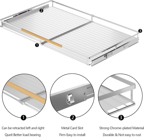 SANNO Zestaw 2 organizerów i schowków, szuflada rozszerzenie do 70 cm