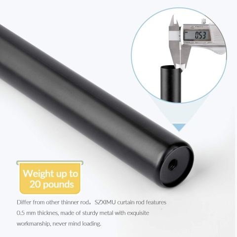 SZXIMU Karnisz wysuwany czarny 91-182 cm, karnisz z okrągłą końcówką