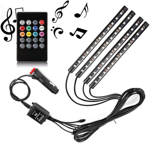 Taśma LED do samochodu, 4 szt. 72 LED DC 12 V RGB TRYB MUZYCZNY