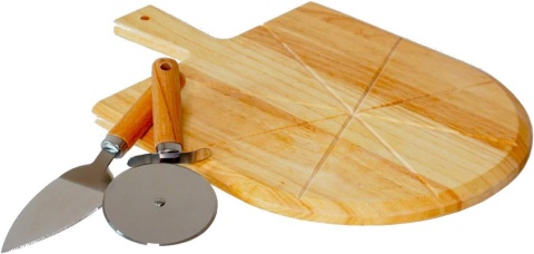 Zestaw do pizzy 3 w 1 - nóż do pizzy, deska do krojenia pizzy 43x30 cm