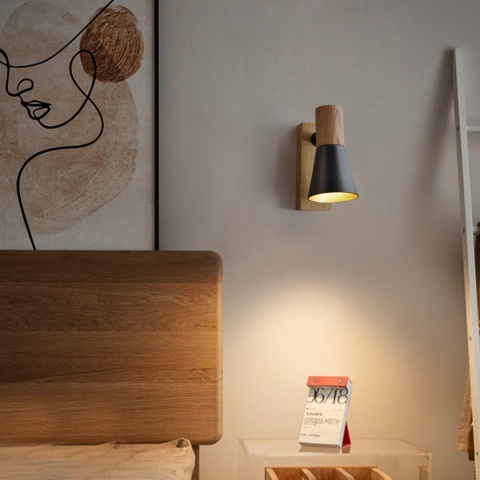 ouglres kinkiet drewniany vintage, kinkiet z przełącznikiem