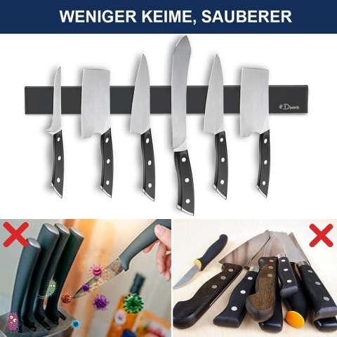 Dmore Listwa magnetyczna na noże z 3 haczykami, 40 cm