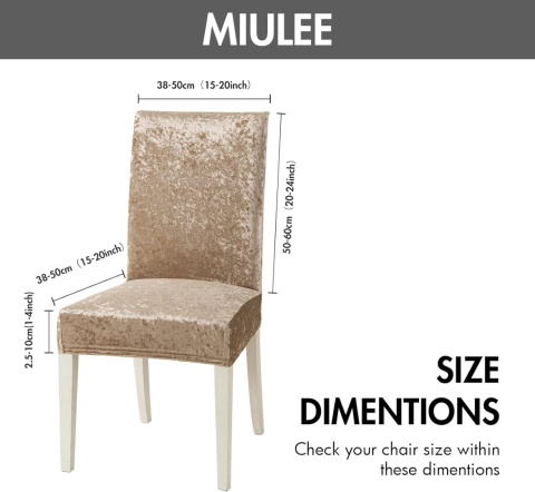 MIULEE Elastyczne pokrowce na krzesła zestaw 6 sztuk kolor szampański