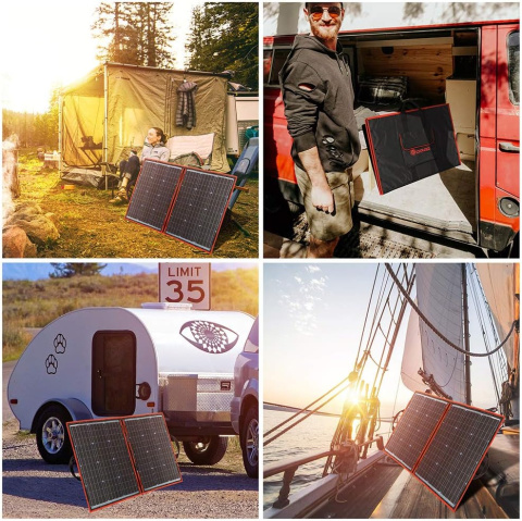 DOKIO 110W 18V przenośny składany panel słoneczny + kontroler solarny