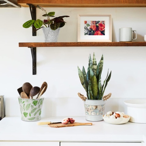 Doniczki na rośliny, zestaw 4 szt., cynkowe, dekoracyjne doniczki