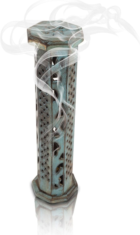 Drewniany uchwyt na kadzidełka i palnik stożkowy Ręcznie rzeźbiony