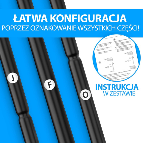 EDELHAND© Czarna teleskopowa półka prysznicowa od 105 do 270 cm EDELHAND© Czarna teleskopowa półka prysznicowa od 105 do 270 cm