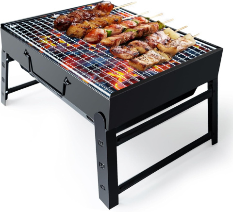 Grill BBQ, przenośny składany grill węglowy stal nierdzewna