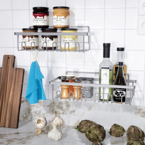 Uniyumy Półka prysznicowa bez wiercenia 2 sztuki ze stali nierdzewnej