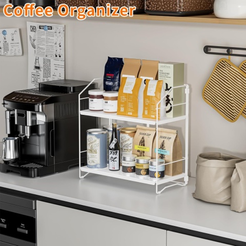 MAYZOLOP Regał na przyprawy, 2 poziomy, 31 cm x 31,8 cm x 16 cm bialy