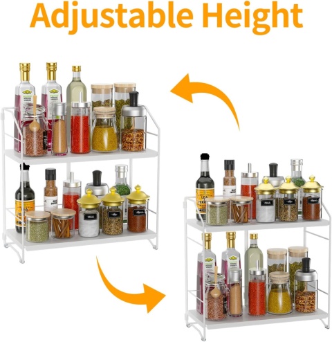 MAYZOLOP Regał na przyprawy, 2 poziomy, 31 cm x 31,8 cm x 16 cm bialy