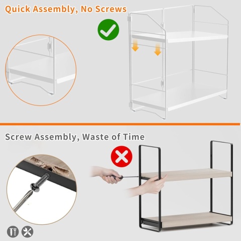 MAYZOLOP Regał na przyprawy, 2 poziomy, 31 cm x 31,8 cm x 16 cm bialy