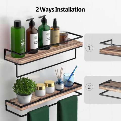 Półki wiszące Półka ścienna, 42 cm, drewniane półki zestaw 2 szt.