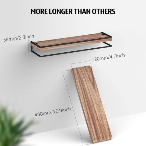 Półki wiszące Półka ścienna, 42 cm, drewniane półki zestaw 2 szt.