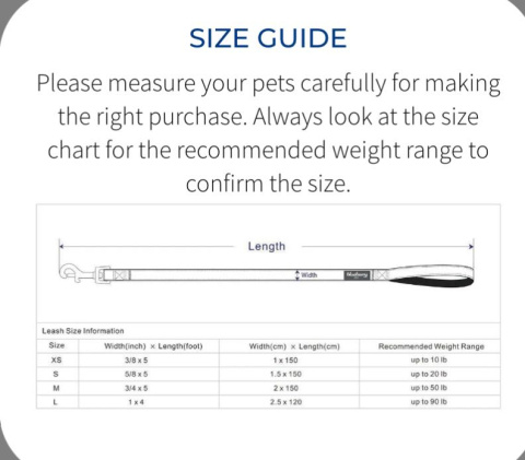 Blueberry Pet Klasyczna smycz dla psa Granatowa Rozmiar M 150cm Blueberry Pet Klasyczna smycz dla psa Granatowa Rozmiar M 150cm