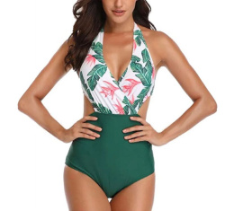 Damski jednoczęściowy strój kąpielowy Rozmiar XXL Monokini Zielony , modelujący sylwetkę