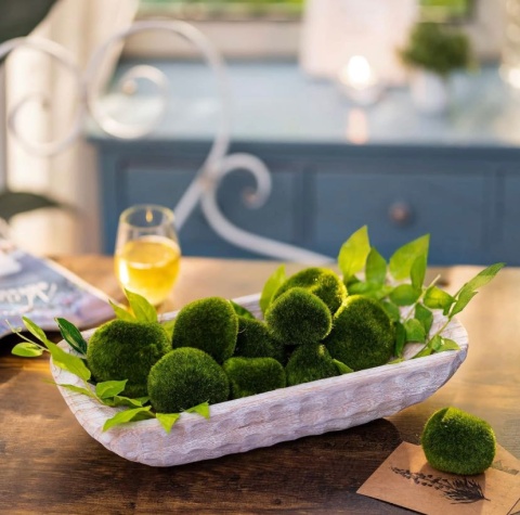 Hanobe Dekoracyjna drewniana Duża 42 cm miska, dekoracje na stół naturalny świecznik taca, ręcznie rzeźbiona