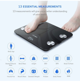 Homever cyfrowa waga łazienkowa z monitorem składu ciała, waga tłuszczowa z aplikacją fitness, BMI