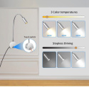 Lampa kinkiet LED ERWEY możliwość ściemniania dotykowego i portem ładowania USB, ruchoma , srebrna